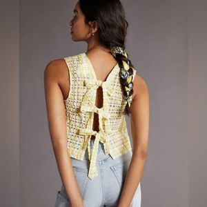 Maeve Anthropologie XL yellow picnic plaid summer top